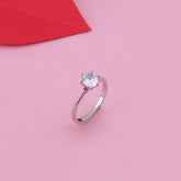 Silver High Stud Diamond Ring For Girl